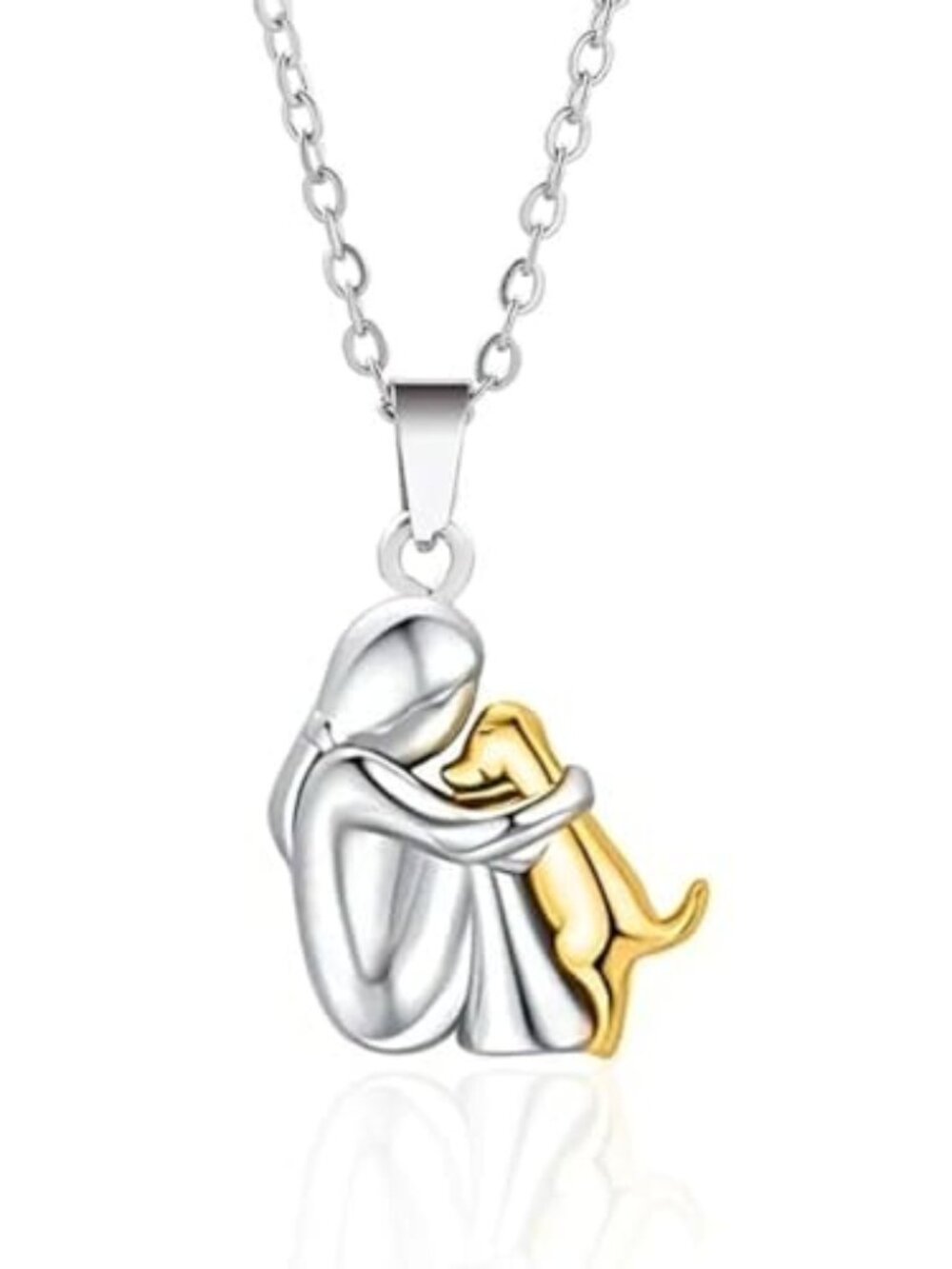 New - Two Tone Dainty I Love My Dog Chain Necklace, Forever In My Heart Pet Love